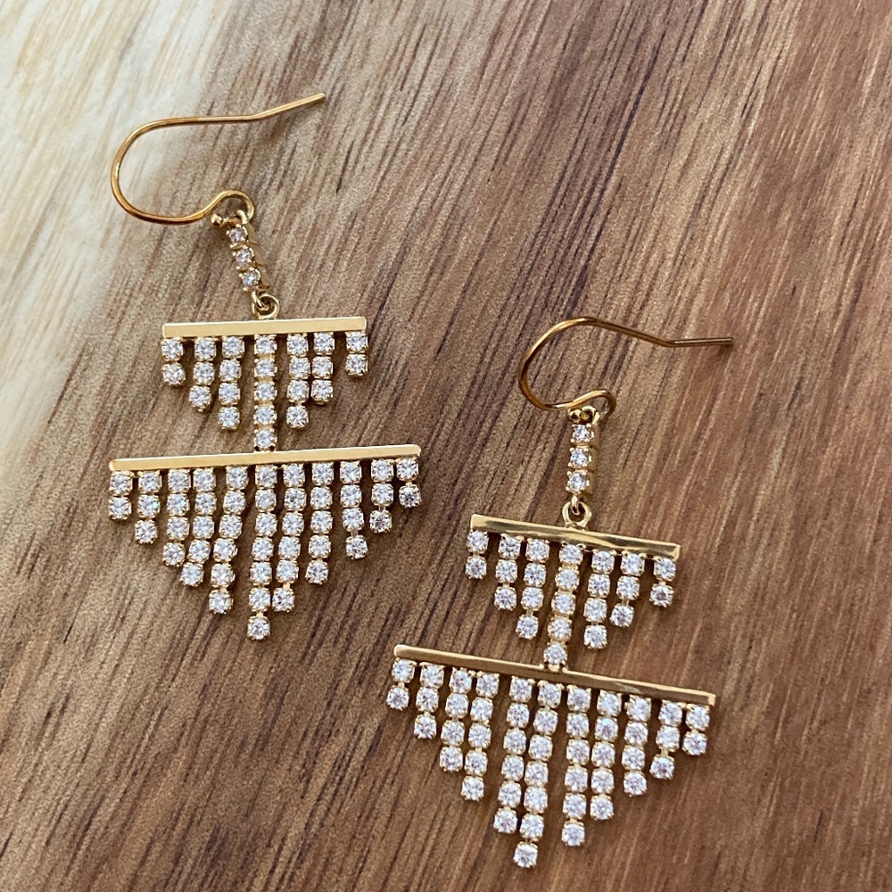 Chevron chandelier cubic zirconia earrings